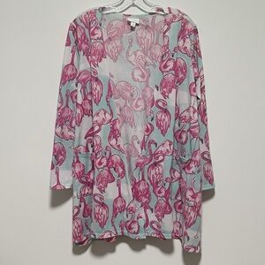 Pink Flamingo Print Women’s Cardigan Sweater